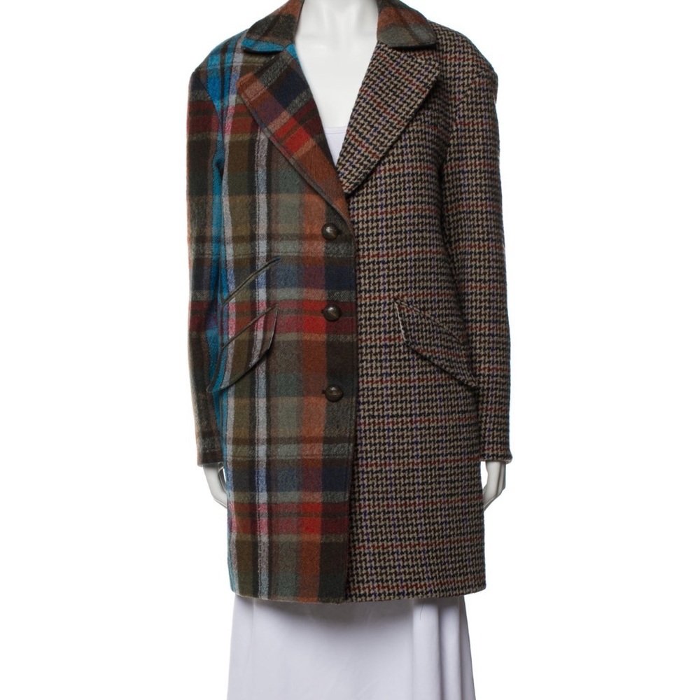 VERONICA BEARD India Patchwork Wool And Tweed Coat In Brown Multi
